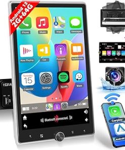 Dash Camera-Ohradio-Hikity Android 13 Single Din Car Stereo- 10.4 Inch with Wireless Carplay Android Auto Rotatable Touch Screen Car Radio