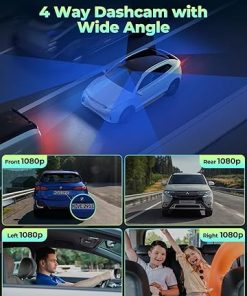 Dash Camera-LAMTTO-LAMTTO 1080P Dash Cam Front and Rear Inside with Hardwire Kit for 24h Security Parking Monitor- 360 Degree View 4 Channel Dash Camera for Cars Left Right 2