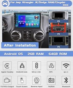 Dash Camera-Roinvou-Roinvou [2G+64G] Car Radio for Jeep Wrangler JK/Dodge RAM/Chrysler 300C with Wireless Carplay/Android Auto- 10.1 Inch Android 13 IPS Touch Screen Car Stereo 2
