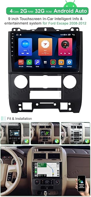 Dash Camera-ASURE-ASURE Car Sterero Radio Upgrade for Ford Escape 2008-2012-9inch 4Core 2G+32G Android System Car in-Dash Navigation GPS Unit with Carplay Android Auto 2 Dash Camera-ASURE-ASURE Car Sterero Radio Upgrade for Ford Escape 2008-2012-9inch 4Core 2G+32G Android System Car in-Dash Navigation GPS Unit with Carplay Android Auto - Image 2