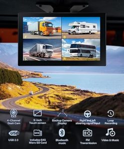 Dash Camera-Seventour-4 Channel 1080p Backup Camera Dash Cam for RV/Truck/Trailer/Van/SUV/Cars-10.2 Inch Touch Screen Quad Split Parking Monitor with DVR Recording/Playback/Bluetooth/FM Radio/Music/Video Player 2