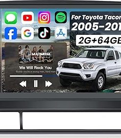 Dash Camera-Jufodrca-Car Radio Stereo for Toyota Tacoma 2005-2015: 2+64G Upgrade with Wireless CarPlay Android Auto 9 inch Touch Screen – 5G WiFi/GPS/Bluetooth