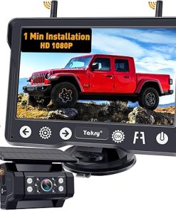 Dash Camera-Yakry-Wireless Backup Camera Magnetic for Truck: 1 Minute Easy Install HD 1080P Rear View Camera Solar – Portable Rechargeable 5 Inch Monitor System for Car Truck SUV RV Trailer Camper Y02