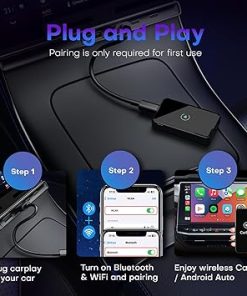 Dash Camera-RIUORKIE-RIUORKIE Wireless Carplay Adapter- Android Auto Wireless Adapter Converts Wired to Wireless CarPlay No Latency Plug & Play Compatible with iOS 10+ & Cars from 2016 2