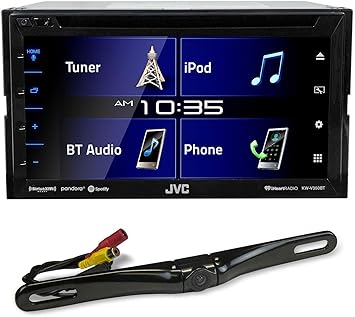 Dash Camera-JVC-JVC KW-V350BT 6.2″ Car DVD/Bluetooth Receiver Monitor w/iDatalink Maestro Ready Bundle With RockvilIe RBC5B Black Metal Car License Plate Camera+Night Vision+Distance Lines Dash Camera-JVC-JVC KW-V350BT 6.2" Car DVD/Bluetooth Receiver Monitor w/iDatalink Maestro Ready Bundle With RockvilIe RBC5B Black Metal Car License Plate Camera+Night Vision+Distance Lines