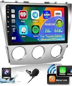 Dash Camera-Roinvou-(Manual A/C) 2+64G Android Car Radio for Toyota Camry 2006-2011- 10.1” Touch Screen with Wireless CarPlay Android Auto