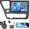 Dash Camera-Hikity-8 Core 6+128GB Android 13 Car Stereo for Honda Civic 2013-2017 with Wireless Apple Carplay- 9 Inch IPS Touchscreen Car Radio 59UI GPS Navigation WiFi 32EQ DSP Backup Camrea 5
