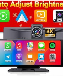 Dash Camera-Luzeterna-Portable 9.3-inch Wireless Apple CarPlay Screen for Car with Auto Brightness- 4K Dash Cam & Backup Camera