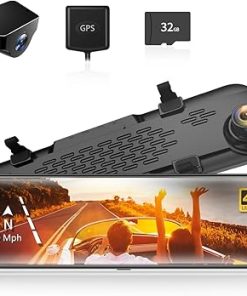 Dash Camera-WOLFBOX-WOLFBOX G840S 12″ 4K Mirror Dash Cam Backup Camera- 2160P Full HD Smart Rearview Mirror for Cars & Trucks