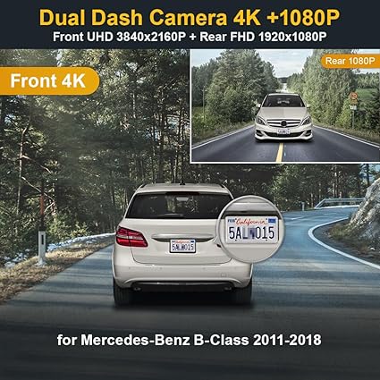 Dash Camera-FITCAMX-Fitcamx Front 4K+Rear 1080P Dash Cam Adapts for Mercedes-Benz B-Class 2011-2018 (W246) HD2-6059- OEM Look 2 Dash Camera-FITCAMX-Fitcamx Front 4K+Rear 1080P Dash Cam Adapts for Mercedes-Benz B-Class 2011-2018 (W246) HD2-6059- OEM Look - Image 2