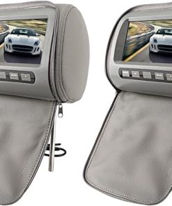 Dash Camera-Acouto-2pcs 7 inch HD Car Headrest LCD Video Player with Zipper Closure Cover Remote Control MP5 Display Gray 2