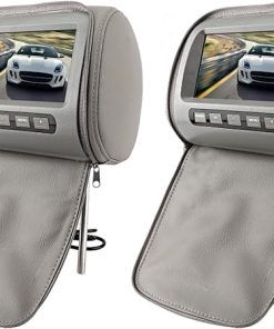 Dash Camera–2pcs 7in HD Car Headrest LCD Video Player DVD Monitor Display with Zipper Closure Cover Remote Control MP5 Display Gray 2
