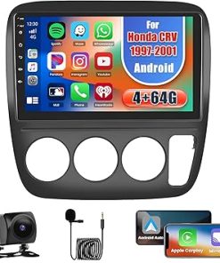 Dash Camera-Hikity-[8 Core 4+64G] Hikity Android 13 Car Stereo for Honda CRV 1997-2001 with Wireless Carplay Android Auto- 9” Touch Screen Car Radio WiFi GPS Bluetooth 32EQ DSP FM RDS SWC Mic Backup Camera