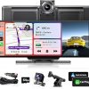 Dash Camera-M CARKUMI-Portable Wireless Carplay Screen with 2.5K Dash Cam-10.26″ HD Carplay & Android Auto Screen- Carplay Screen for Car with 1080p Backup Camera/Mirror Link/Bluetooth/Siri/AUX/FM/TF Card GPS Navigation