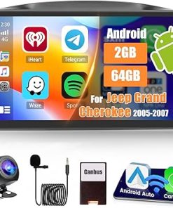 Dash Camera-Ohradio-[2+64G] Hikity Android 13 Car Stereo for Jeep Grand Cherokee 2005 2006 2007 with Wireless Carplay Android Auto- 10.1″ Touch Screen Car Radio GPS WiFi Bluetooth SWC Backup Camera FM Mic