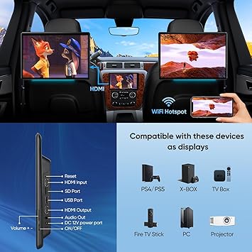 Dash Camera-AINAVI-13.5 Inch Android 11 Car Headrest Monitor Screen-Car Tablet TV Support Touchscreen WiFi Bluetooth Wireless Airplay Mirror Link HDMI SD USB Car Video Player (13.5″ 2G Ram+32G ROM(2*pcs)) 3 Dash Camera-AINAVI-13.5 Inch Android 11 Car Headrest Monitor Screen-Car Tablet TV Support Touchscreen WiFi Bluetooth Wireless Airplay Mirror Link HDMI SD USB Car Video Player (13.5" 2G Ram+32G ROM(2*pcs)) - Image 3