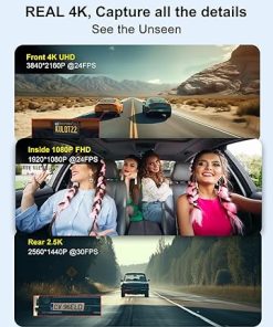 Dash Camera-Lehwey-Dash Cam Camera For Cars Dashcam – Lehwey 3 Channel 4k 2160P+1440P+1080P Dash Cam Front and Rear Inside- Built in WiFi GPS 2