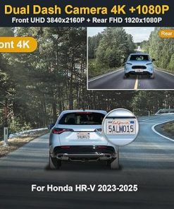 Dash Camera-FITCAMX-Fitcamx Front 4K+Rear 1080P Dash Cam Adapts for Honda HR-V 2023 2024 2025 Sport LX EX-L (Gen3)- OEM Look 2