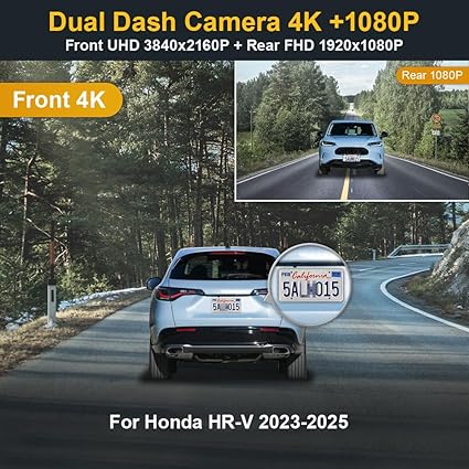 Dash Camera-FITCAMX-Fitcamx Front 4K+Rear 1080P Dash Cam Adapts for Honda HR-V 2023 2024 2025 Sport LX EX-L (Gen3)- OEM Look 2 Dash Camera-FITCAMX-Fitcamx Front 4K+Rear 1080P Dash Cam Adapts for Honda HR-V 2023 2024 2025 Sport LX EX-L (Gen3)- OEM Look - Image 2
