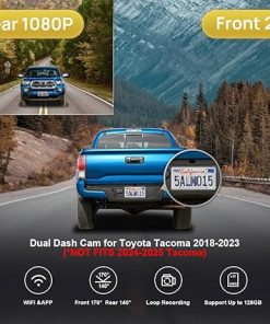 Dash Camera-FITCAMX-Fitcamx Front 2K and Rear 1080P Dash Cam Adapts for Toyota Tacoma 2018 2019 2020 2021 2022 2023 Limited SR5 SR TRD Sport Off-Road Pro- OEM Look 2