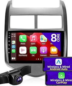 Dash Camera-CGOGC-Android Car Radio Upgrade Compatible with Wireless Carplay Android Auto 8 core TouchScreen Stereo Bluetooth GPS AM/FM Navigation Backup Camera Media Play Head Unit for Chevy Sonic Aveo 2011-2015