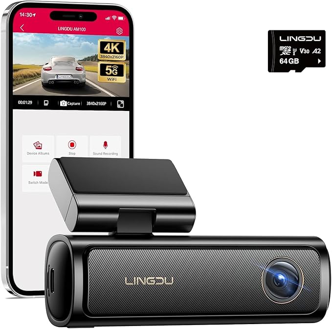 Dash Camera-LINGDU-AM100 5G WiFi Dash Cam Front- 4K Dash Cam for Cars with ADAS 3 Dash Camera-LINGDU-AM100 5G WiFi Dash Cam Front- 4K Dash Cam for Cars with ADAS - Image 3