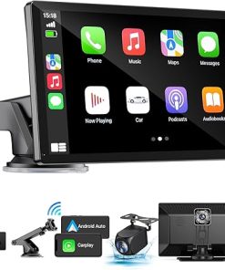 Dash Camera-HAUXIY-Wireless Apple Carplay Screen for Car 4K Dash Cam- 9″ Portable Apple Carplay & Android Auto Car Stereo