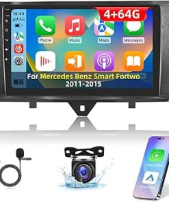 Dash Camera-EKAT-4+64G Android Car Stereo for Mercedes Benz Smart Fortwo 2011-2015 – 9 Inch HD Touchscreen Radio with Wireless Carplay & Android Auto – 32 EQ/WiFi/GPS/SWC + AHD Rear View Camera Dash Camera-EKAT-4+64G Android Car Stereo for Mercedes Benz Smart Fortwo 2011-2015 – 9 Inch HD Touchscreen Radio with Wireless Carplay & Android Auto – 32 EQ/WiFi/GPS/SWC + AHD Rear View Camera