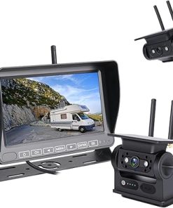 Dash Camera-MHCABSR-Solar RV Backup Camera Wireless with 7 Inch Recording Monitor- Easy Setup Strong Magnetic Rear View Camera System for RVs Campers Trucks Trailer