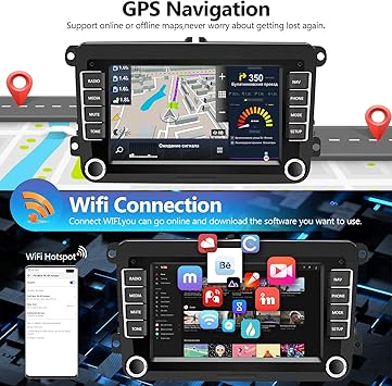 Dash Camera-podofo-2+64G Android Car Stereo with Wireless Carplay/Android Auto for VW Jetta Seat Passat Tiguan CC Golf Skoda 7 Inch Touchscreen Headunit GPS WiFi Bluetooth FM with Backup Camera for Volkswagen 3 Dash Camera-podofo-2+64G Android Car Stereo with Wireless Carplay/Android Auto for VW Jetta Seat Passat Tiguan CC Golf Skoda 7 Inch Touchscreen Headunit GPS WiFi Bluetooth FM with Backup Camera for Volkswagen - Image 3