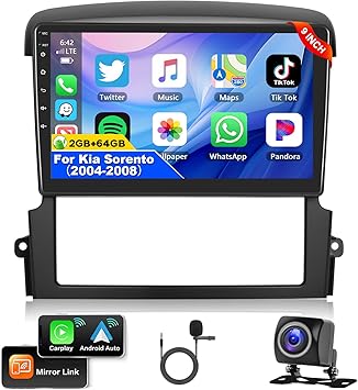 Dash Camera-podofo-Podofo 2G+64G Car Stereo for Kia Sorento 2004 2005 2006 2007 2008 with Wireless Carplay Android Auto- 9 Inch Touchscreen Car Radio with Bluetooth/GPS/WiFi/SWC/FM&RDS Radio + AHD Backup Camera + MIC Dash Camera-podofo-Podofo 2G+64G Car Stereo for Kia Sorento 2004 2005 2006 2007 2008 with Wireless Carplay Android Auto- 9 Inch Touchscreen Car Radio with Bluetooth/GPS/WiFi/SWC/FM&RDS Radio + AHD Backup Camera + MIC