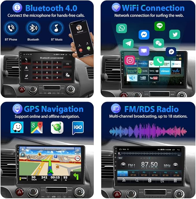 Dash Camera-podofo-Podofo for Honda Civic 2006 2007 2008 2009 2010 2011 Android Car Stereo Radio Dash Kit 10.1″ Touchscreen Bluetooth Car Audio Receivers with GPS Navigation WiFi Mirror Link Airplay FM/RDS Backup Camera 3 Dash Camera-podofo-Podofo for Honda Civic 2006 2007 2008 2009 2010 2011 Android Car Stereo Radio Dash Kit 10.1" Touchscreen Bluetooth Car Audio Receivers with GPS Navigation WiFi Mirror Link Airplay FM/RDS Backup Camera - Image 3