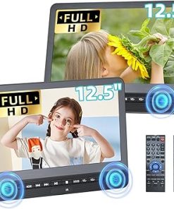 Dash Camera-Desobry-12.5″ Dual Portable DVD Players for Car Headrest- Desobry Car DVD Player Dual Screen Play a Same or Two Different Movies with 5-Hour Rechargeable Battery
