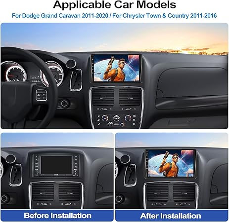 Dash Camera-CAMECHO-2G+64G Car Radio Stereo for Dodge Grand Caravan 2011-2020 Chrysler Town & Country 2011-2016 with Wireless CarPlay Android Auto 9″ Touch Screen Android 13 Car Stereo with Bluetooth FM GPS Backup Camera 2 Dash Camera-CAMECHO-2G+64G Car Radio Stereo for Dodge Grand Caravan 2011-2020 Chrysler Town & Country 2011-2016 with Wireless CarPlay Android Auto 9" Touch Screen Android 13 Car Stereo with Bluetooth FM GPS Backup Camera - Image 2