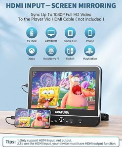 Dash Camera-Arafuna-10.5″ Dual Portable DVD Player with 1080P HDMI Input- Arafuna Car DVD Player Dual Screen Play A Same or Two Different Movies 2
