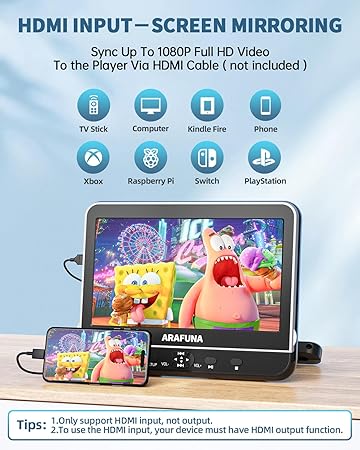 Dash Camera-Arafuna-10.5″ Dual Portable DVD Player with 1080P HDMI Input- Arafuna Car DVD Player Dual Screen Play A Same or Two Different Movies 2 Dash Camera-Arafuna-10.5" Dual Portable DVD Player with 1080P HDMI Input- Arafuna Car DVD Player Dual Screen Play A Same or Two Different Movies - Image 2