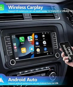 Dash Camera-podofo-2+64G Android Car Stereo with Wireless Carplay/Android Auto for VW Jetta Seat Passat Tiguan CC Golf Skoda 7 Inch Touchscreen Headunit GPS WiFi Bluetooth FM with Backup Camera for Volkswagen 2