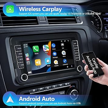 Dash Camera-podofo-2+64G Android Car Stereo with Wireless Carplay/Android Auto for VW Jetta Seat Passat Tiguan CC Golf Skoda 7 Inch Touchscreen Headunit GPS WiFi Bluetooth FM with Backup Camera for Volkswagen 2 Dash Camera-podofo-2+64G Android Car Stereo with Wireless Carplay/Android Auto for VW Jetta Seat Passat Tiguan CC Golf Skoda 7 Inch Touchscreen Headunit GPS WiFi Bluetooth FM with Backup Camera for Volkswagen - Image 2