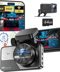 Dash Camera-RENGAC-Dash Cam Front and Rear: 4K+2K Full HD Dual Dash Camera for Cars- Built-in 5G WiFi with 64GB Caad