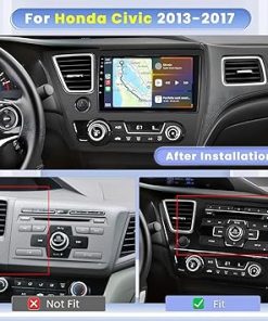 Dash Camera-Hikity-8 Core 6+128GB Android 13 Car Stereo for Honda Civic 2013-2017 with Wireless Apple Carplay- 9 Inch IPS Touchscreen Car Radio 59UI GPS Navigation WiFi 32EQ DSP Backup Camrea 2
