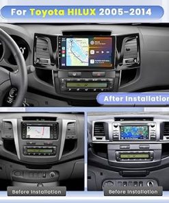Dash Camera-Hikity-Hikity for Toyota Fortuner Hilux 2005-2014 Android 13 Car Stereo with Wireless Carplay- 8 Core 4+64GB 9 Inch IPS Touchscreen Car Radio 59UI GPS Navigation WiFi 32EQ DSP Backup Camrea 2