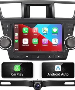 Dash Camera-SizxNanv-for Highlander Upgrade Android Radio Compatible with Carplay Android Auto-Car Stereo Touch Screen Bluetooth Navigation Media Player GPS WiFi FM/AM Rear Camera for Toyota Highlander 2008-2013