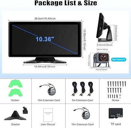Dash Camera-SIXTOP-Vehicle Backup Camera for Trucks Pickups Bus Trailers Caravans 10.36-inch IPS HD Screen DVR Recording Reverse Monitor 5 Split Screen Waterproof Night Vision Stable Signal DIY Parking Lines 2 Dash Camera-SIXTOP-Vehicle Backup Camera for Trucks Pickups Bus Trailers Caravans 10.36-inch IPS HD Screen DVR Recording Reverse Monitor 5 Split Screen Waterproof Night Vision Stable Signal DIY Parking Lines - Image 2
