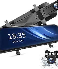 Dash Camera-AMGUR-2.5K Mirror Dash Cam Waterproof Backup Camera Car Dash Camera with 10″ Touch Screen- Vantop Mirror Dash Cam Front and Rear