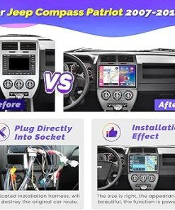 Dash Camera-Hikity-[2+64G] Hikity Android 13 Car Stereo for Jeep Compass Patriot 2007-2010 with Wireless Carplay Android Auto- 9 Inch Touchscreen Radio GPS WiFi Bluetooth FM RDS SWC MIC Backup Camera 2