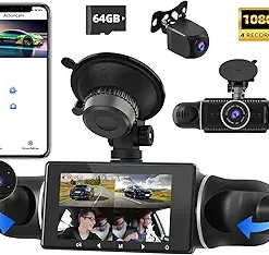 Dash Camera-SIXTOP-SIXTOP [4 * 1080P] Dash Cam for Cars Front/Inside/Rear View Camera 3 inch Screen 4-View Camera DVR Camera Video Recorder Driving Recorder Wide Angle Automatic Loop Recording G Sensor Night Vision