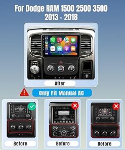 Dash Camera-Naifay-Naifay Android Car Stereo for Dodge RAM 1500 2500 3500 2013 2014 2015 2016 2017 2018 with Wireless Carplay Android Auto- 2+32G 9inch Touch Screen Car Radio Bluetooth with GPS/WiFi/SWC(for Manual A/C) 2