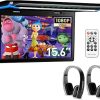 Dash Camera-XTRONS-XTRONS® 15.6 Inch Ultra-Thin FHD Digital TFT Screen 1080P Video Car Overhead Player Roof Mounted Monitor HDMI Port with Black New Version IR Headphones (No DVD)