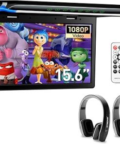 Dash Camera-XTRONS-XTRONS® 15.6 Inch Ultra-Thin FHD Digital TFT Screen 1080P Video Car Overhead Player Roof Mounted Monitor HDMI Port with Black New Version IR Headphones (No DVD)