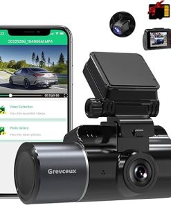 Dash Camera-Grevceux-3 Channel Wi-Fi Dash Cam- 4K + 1080P Front and Inside